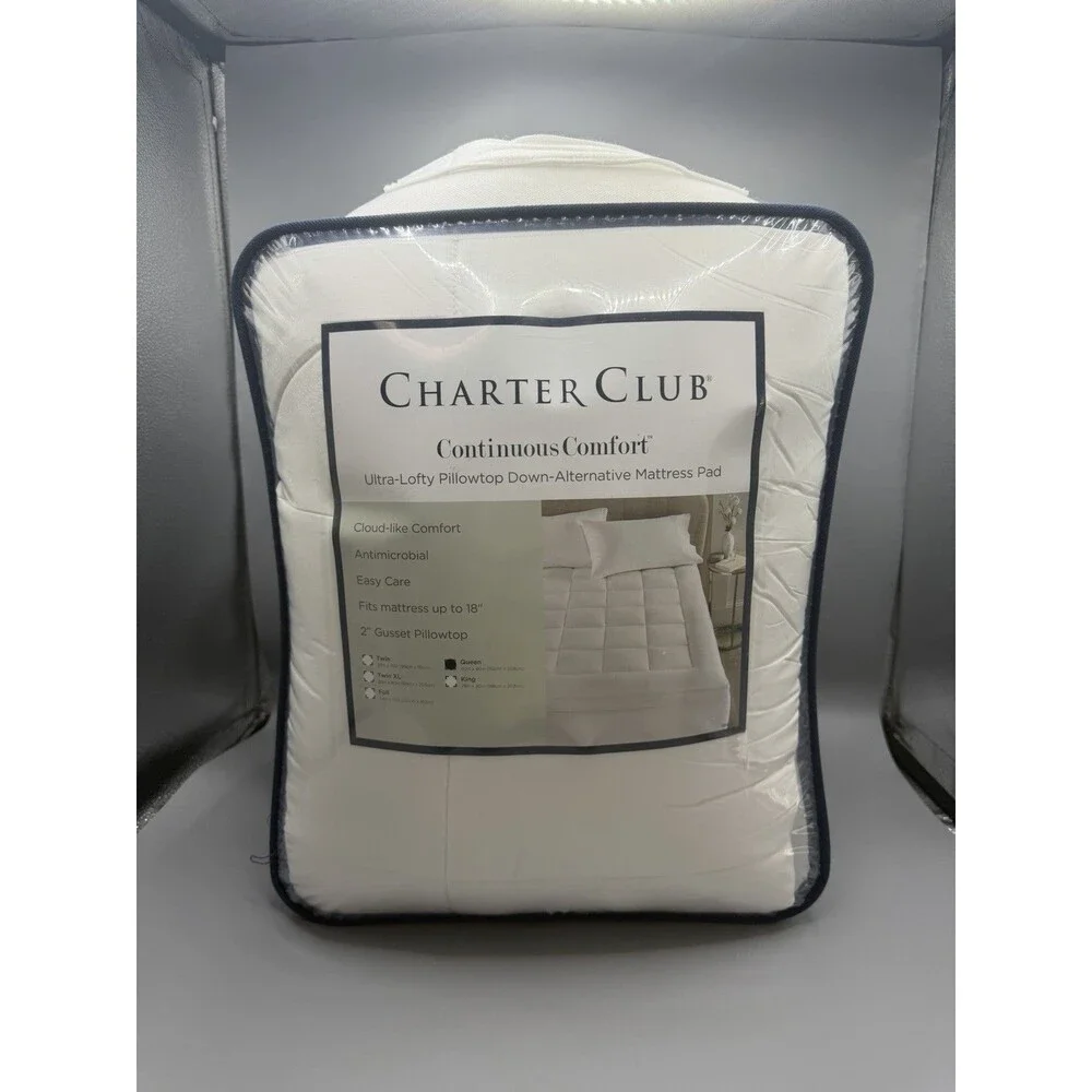 Charter Club Pillowtop QUEEN Mattress Pad White $270